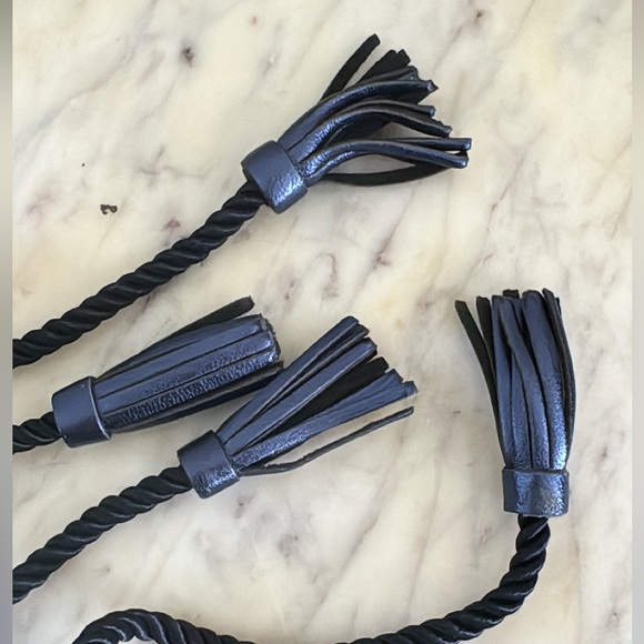 Anthropologie Billy Ella Navy Blue Metallic Sandals - Picture 8 of 14